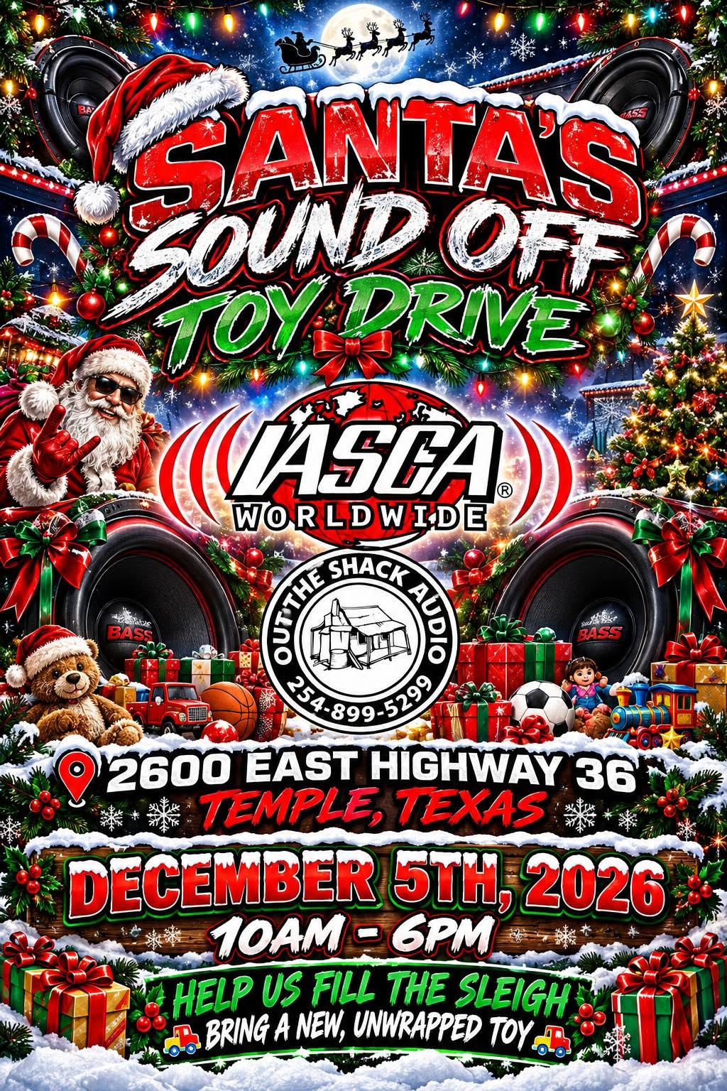 Flyer for Santa's Sound Off Toy Drive