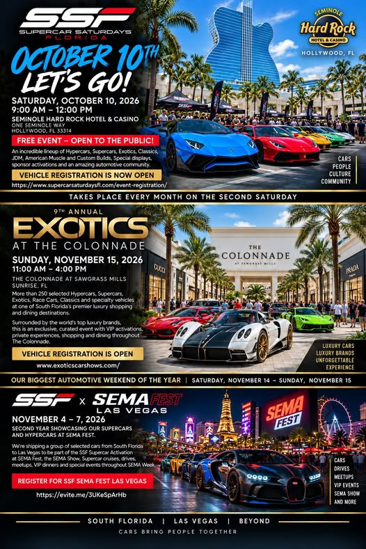 Flyer for SSF Supercar Saturdays October 10th