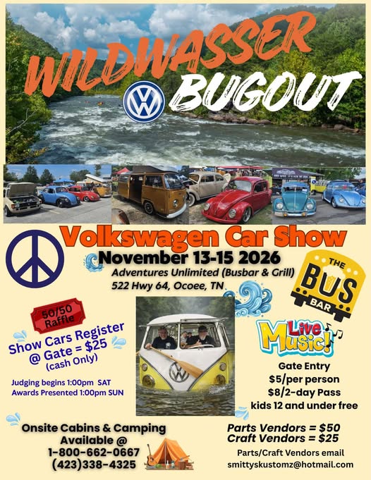 Flyer for Wildwasser Bugout Volkswagen Car Show