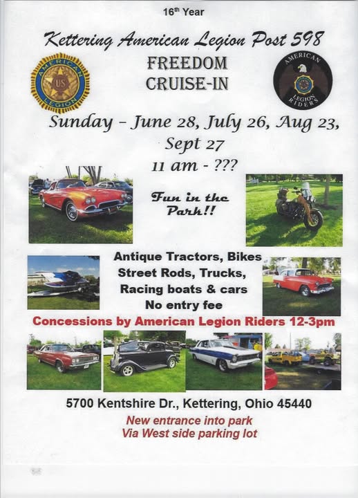 Flyer for Kettering American Legion Post 598 Freedom Cruise-In