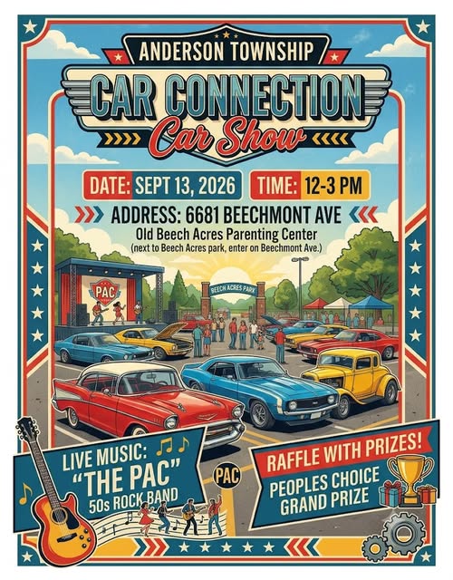 Flyer for Anderson Township Car Connection Car Show