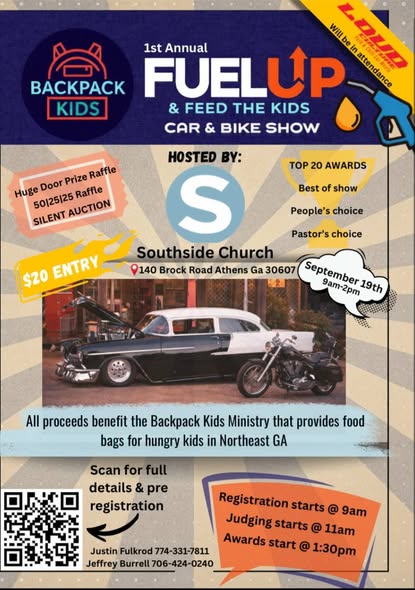 Flyer for 1st Annual Fuel Up & Feed the Kids Car & Bike Show
