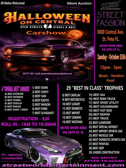 Flyer for Halloween on Central Carshow