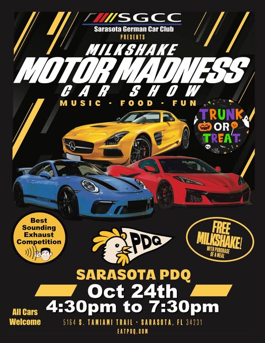 Flyer for Milkshake Motor Madness Car Show