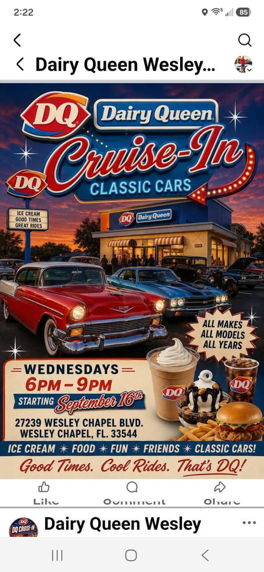Flyer for Dairy Queen Cruise-In Classic Cars