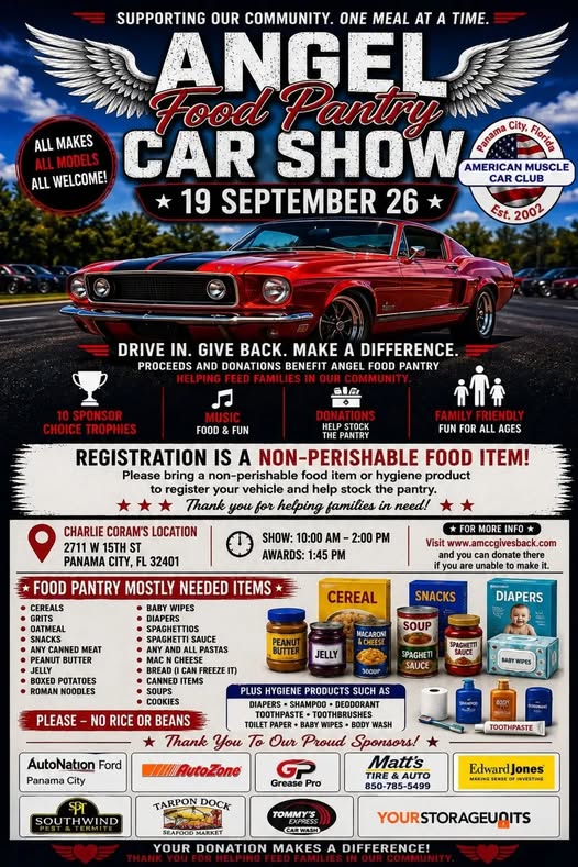 Flyer for Angel Food Pantry Car Show