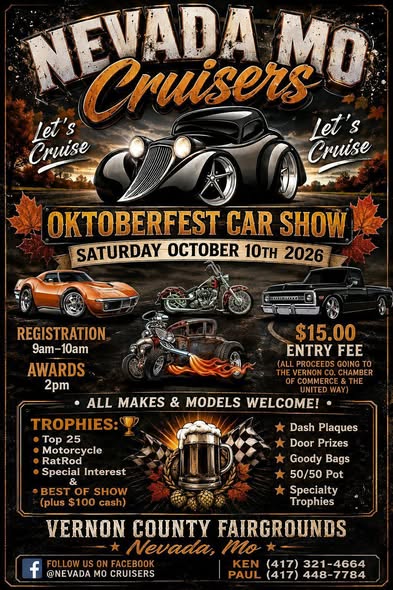 Flyer for Nevada MO Cruisers Oktoberfest Car Show