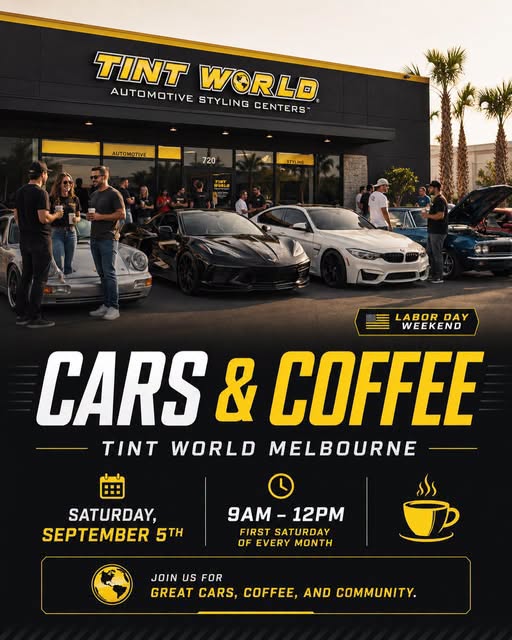 Flyer for Cars & Coffee — Tint World Melbourne