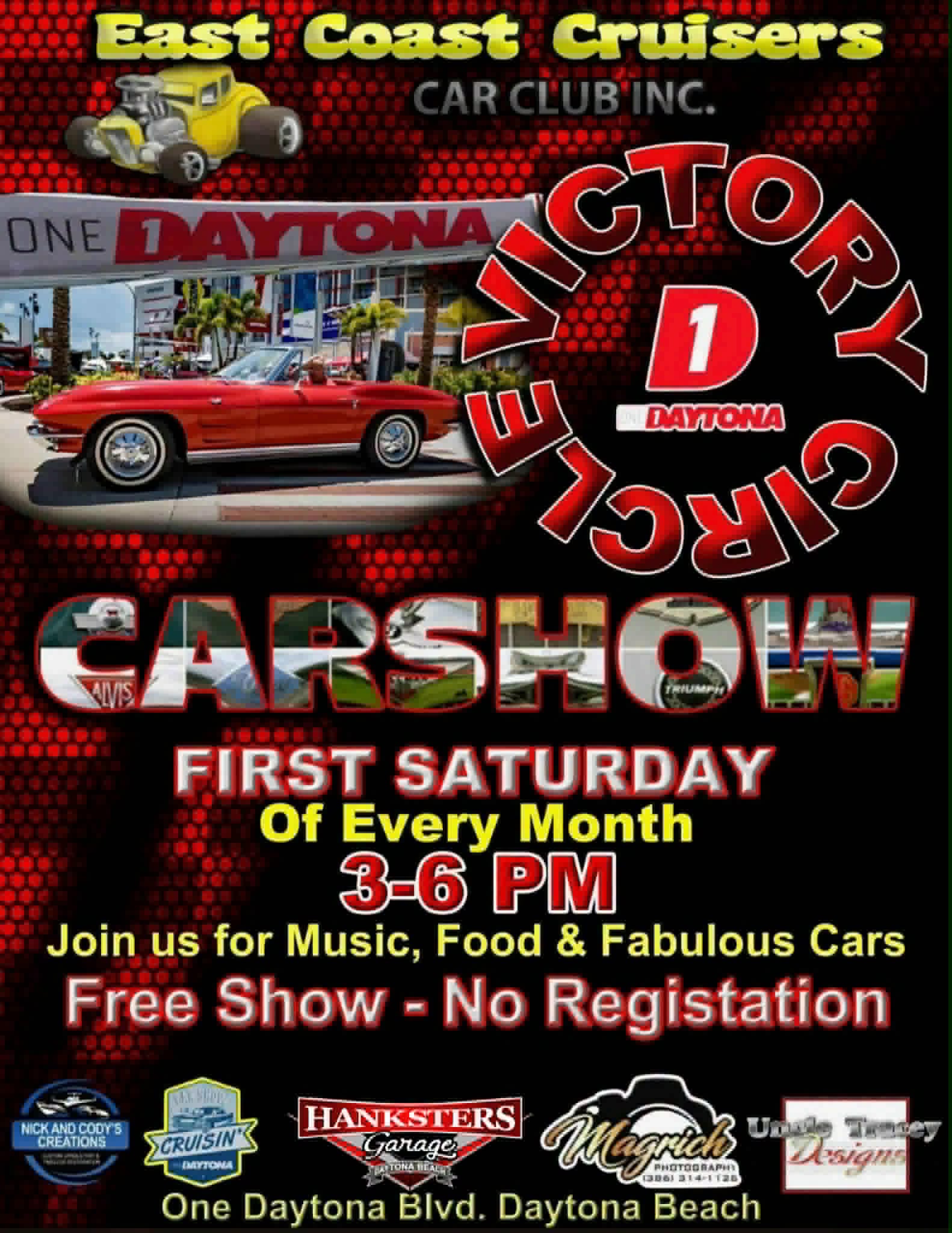 Flyer for East Coast Cruisers GTO Cruise-In Daytona Car Show