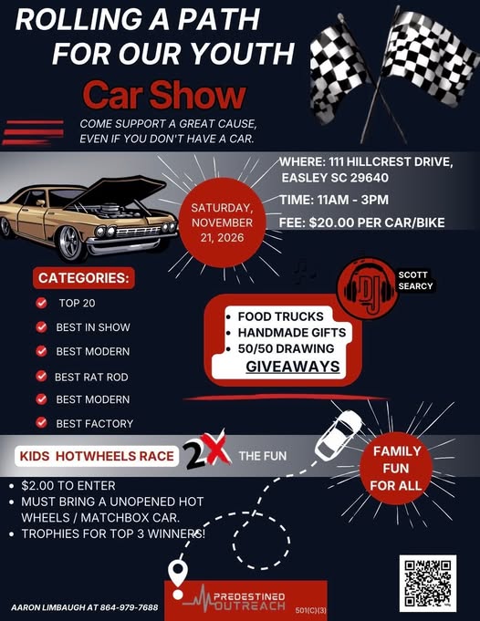 Flyer for Rolling a Path for Our Youth Car Show