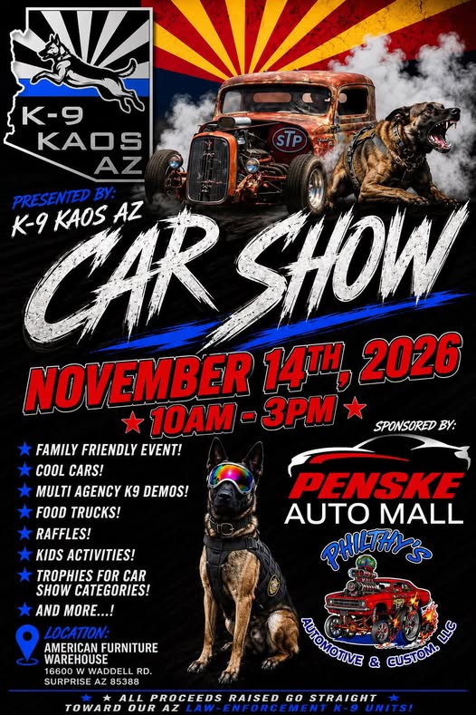 Flyer for K-9 KAOS AZ Car Show