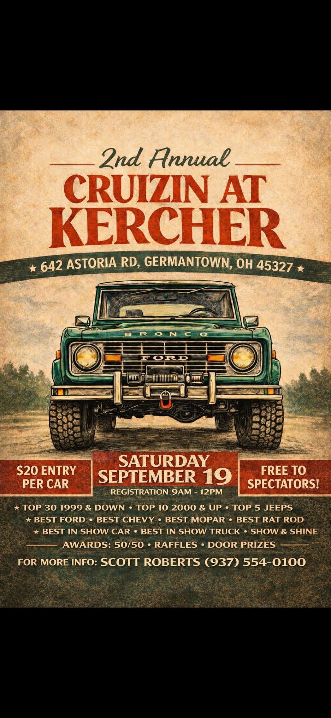 Flyer for 2nd Annual Cruizin at Kercher
