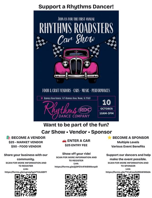 Flyer for Rhythms Roadsters Car Show