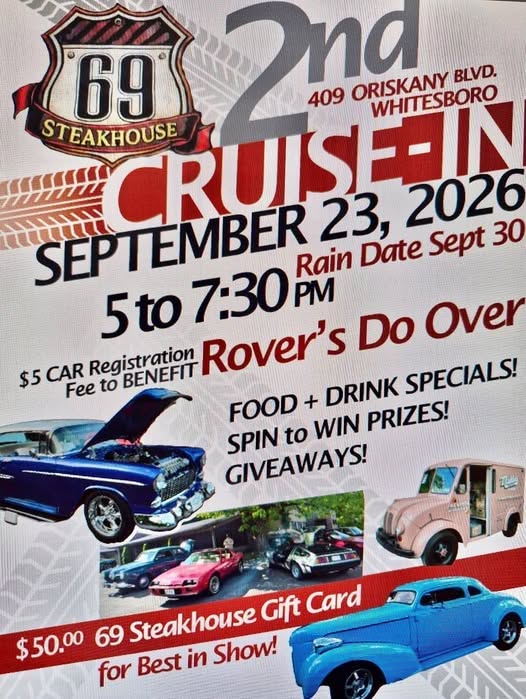 Flyer for 2nd Annual Cruise-In at 69 Steakhouse