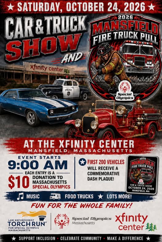 Flyer for Car & Truck Show and Mansfield Fire Truck Pull
