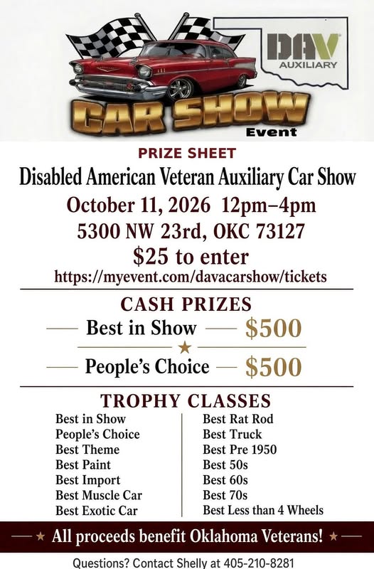 Flyer for Disabled American Veteran Auxiliary Car Show