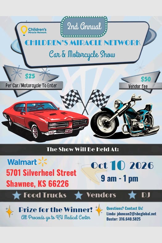 Flyer for 2nd Annual Children's Miracle Network Car & Motorcycle Show