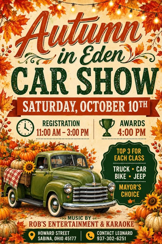 Flyer for Autumn in Eden Car Show