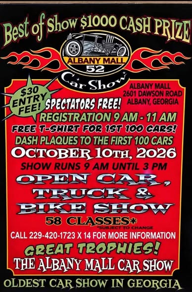 Flyer for Albany Mall 52 Car Show