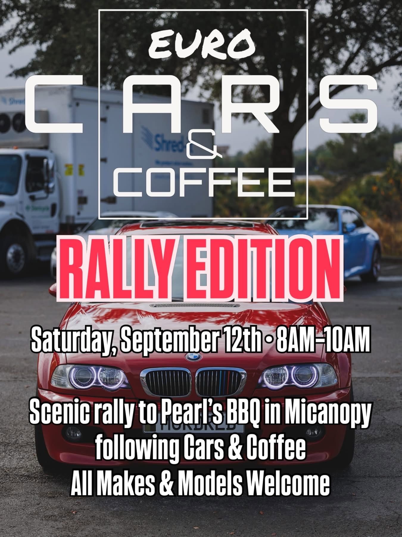 Flyer for Euro Cars & Coffee Rally Edition