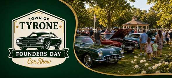 Flyer for Town of Tyrone Founders Day Car Show