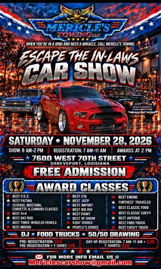 Flyer for Escape the In-Laws Car Show