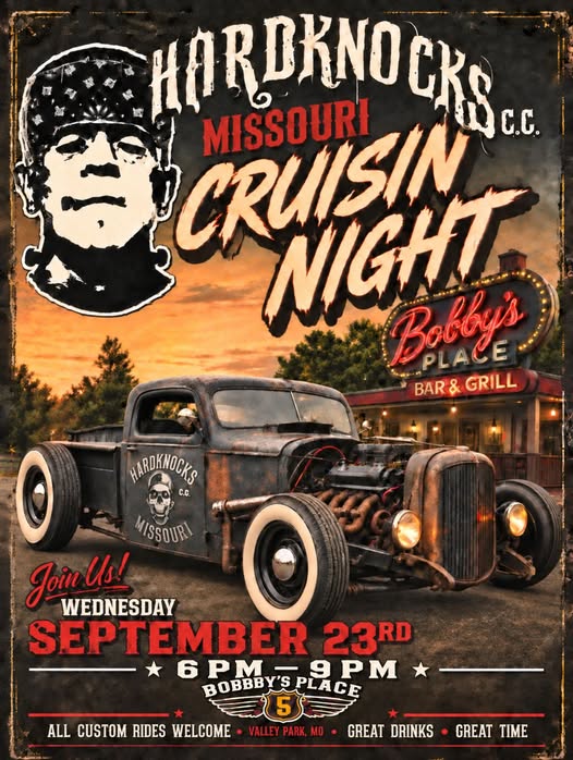 Flyer for Hardknocks Missouri Cruisin Night