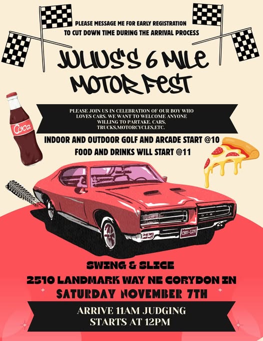 Flyer for Julius's 6 Mile Motorfest