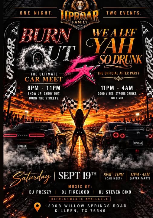 Flyer for WE A LEAF YAH SO DRUNK — The Official After Party