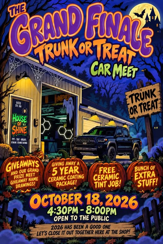 Flyer for The Grand Finale Trunk or Treat Car Meet