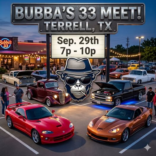 Flyer for BUBBA'S 33 MEET!