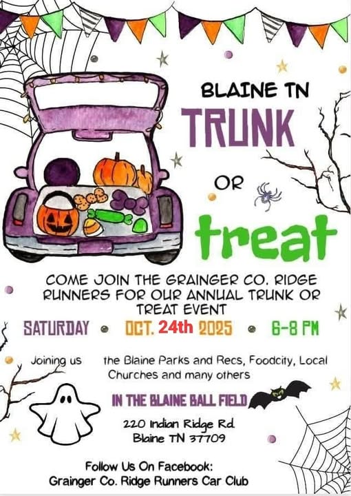 Flyer for Blaine TN Trunk or Treat