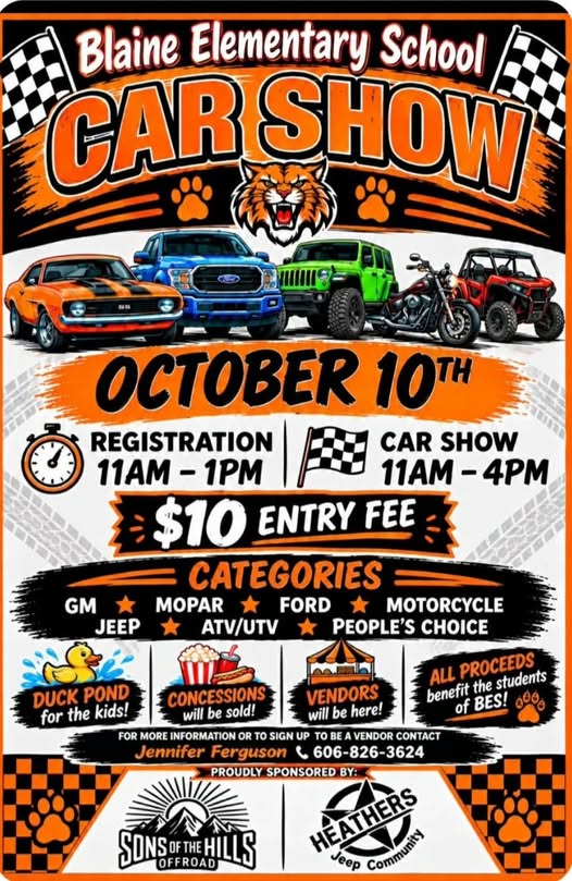 Flyer for Blaine Elementary School Car Show