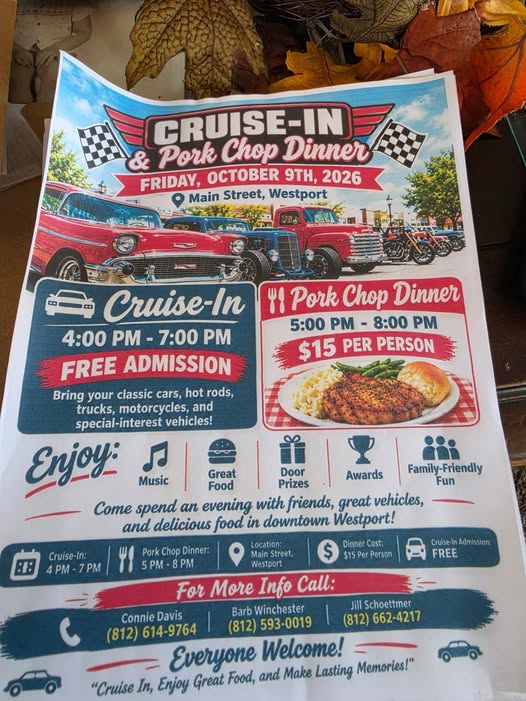 Flyer for Cruise-In Pork Chop Dinner