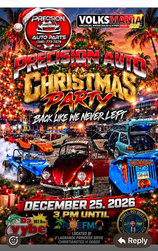 Flyer for Precision Auto Christmas Party