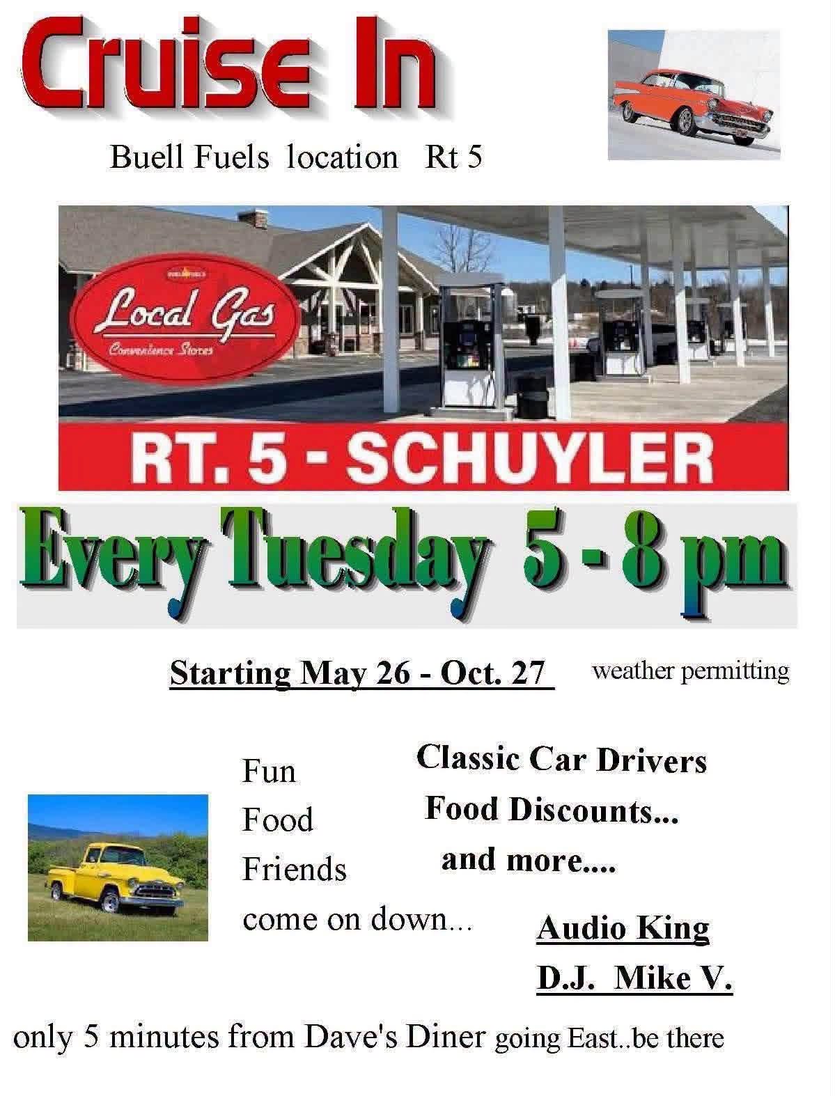 Flyer for Cruise In at Buell Fuels