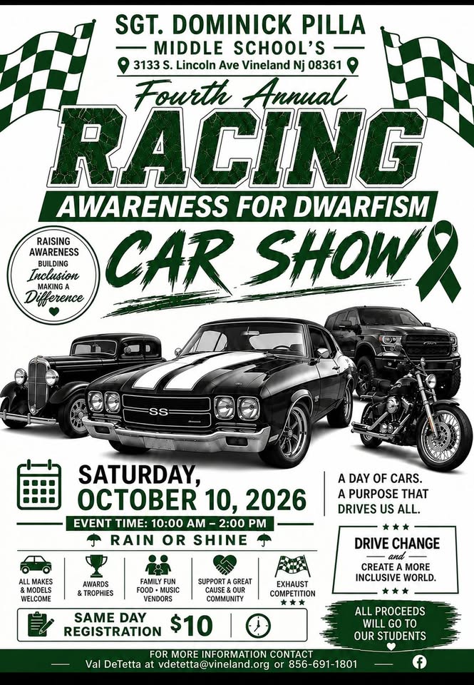 Flyer for Fourth Annual Racing Awareness for Dwarfism Car Show