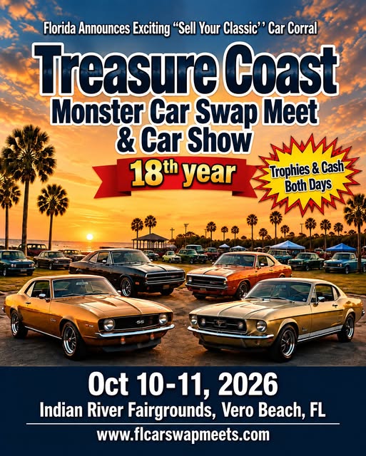 Flyer for Treasure Coast Monster Car Swap Meet & Car Show
