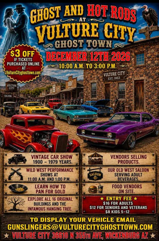 Flyer for Ghost and Hot Rods at Vulture City Ghost Town