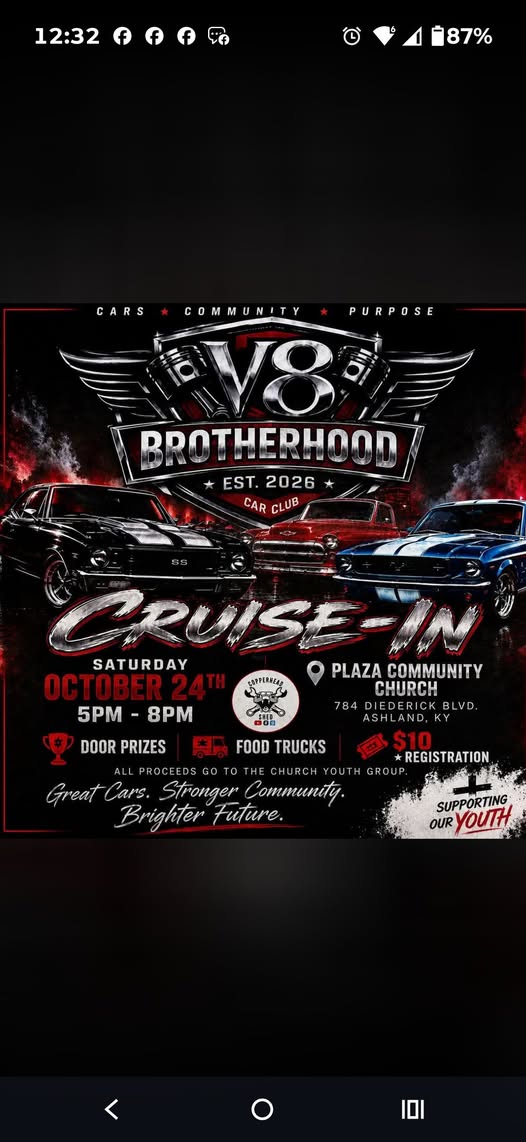 Flyer for V8 Brotherhood Car Club Cruise-In