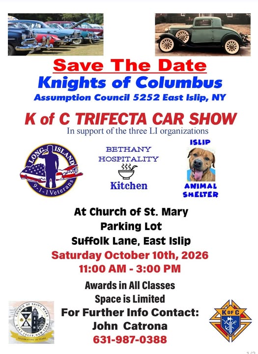 Flyer for K of C TRIFECTA CAR SHOW