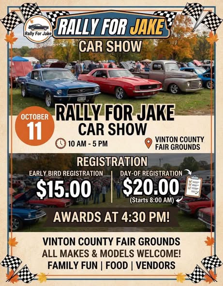 Flyer for Rally For Jake Car Show