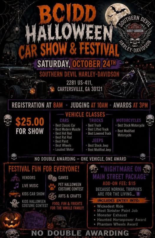 Flyer for BCIDD Halloween Car Show & Festival