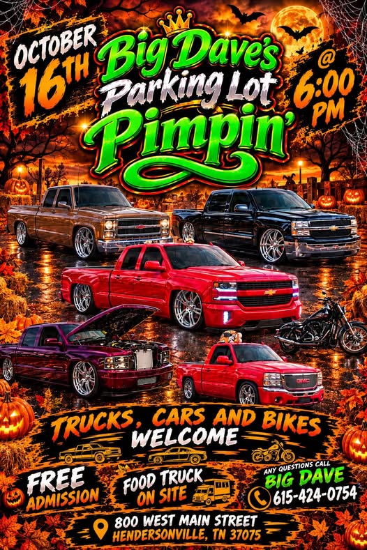 Flyer for Big Daves Parking Lot Pimpin