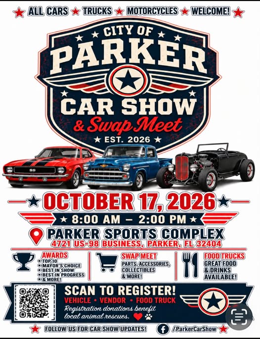 Flyer for City of Parker Car Show & Swap Meet