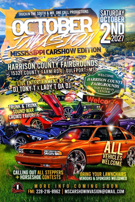 Flyer for October Invasion - Mississippi Carshow Edition