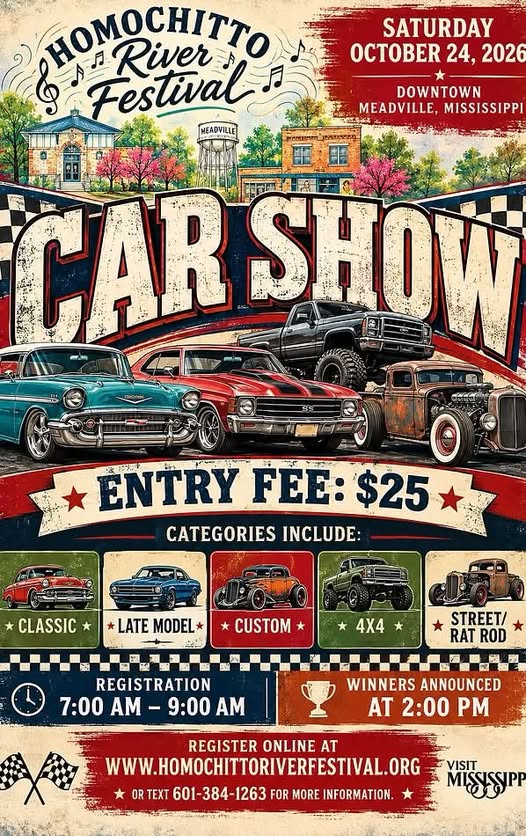 Flyer for Homochitto River Festival Car Show
