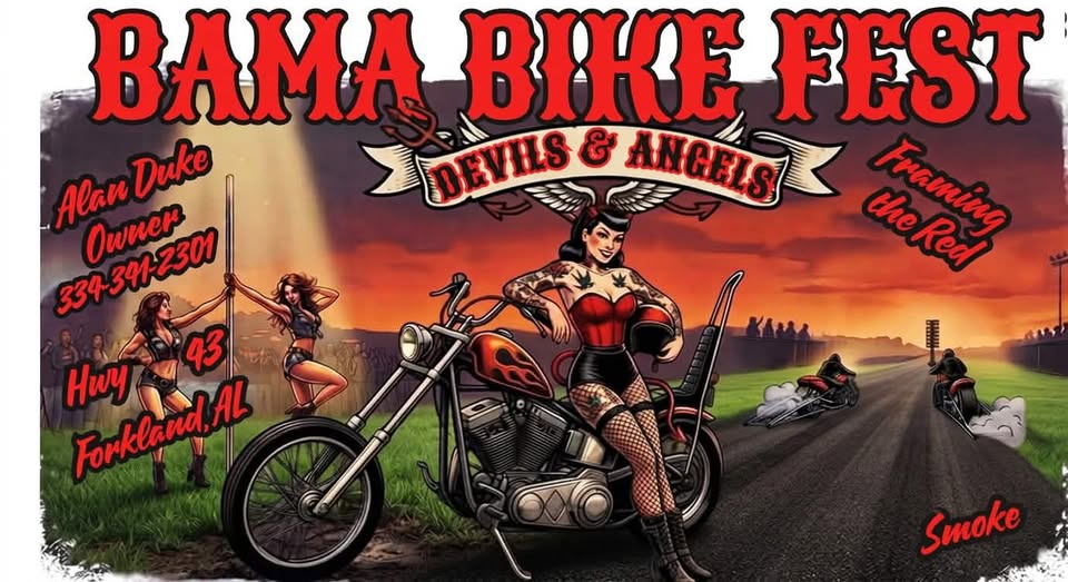 Flyer for Bama Bike Fest - Devils & Angels