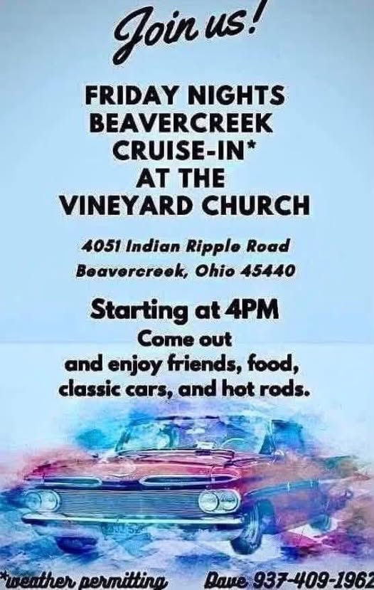 Flyer for Friday Nights Beavercreek Cruise-In