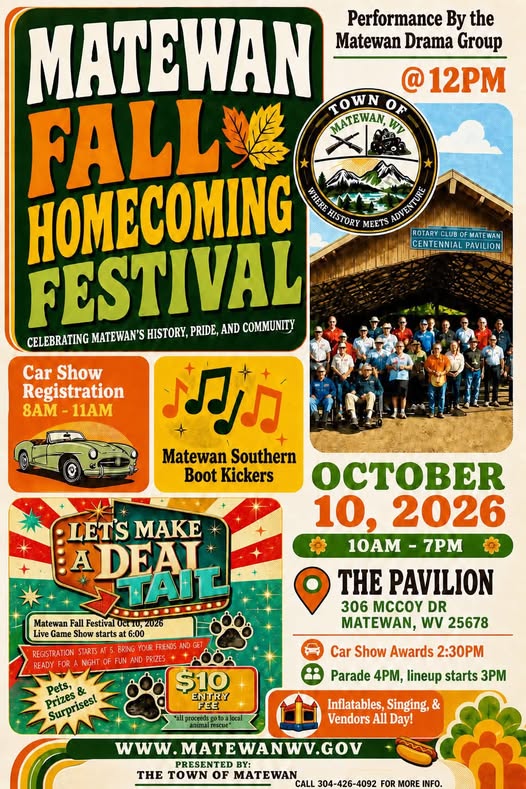 Flyer for Matewan Fall Homecoming Festival
